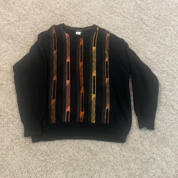 Men’s XXL sweater. Lorenzo Tabernari brand. Black with orange, red and yellow. - Picture 1 of 4